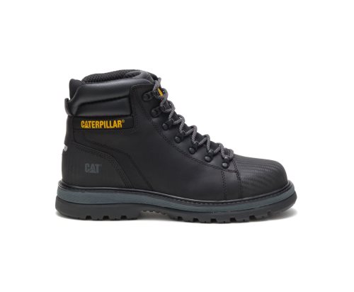 Black Caterpillar Foxfield Steel Toe Men's Work Boots | UKYMO-0361