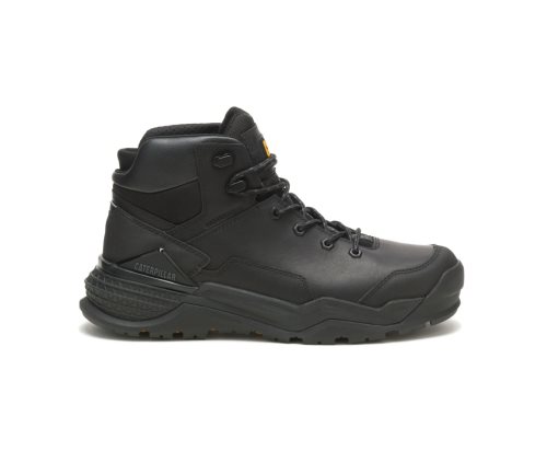 Black Caterpillar Provoke Mid Waterproof Men's Work Boots | PANSY-2076