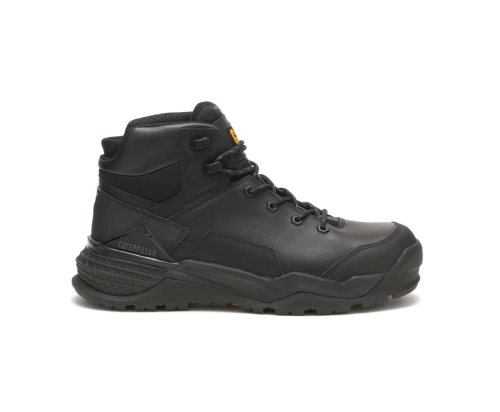 Black Caterpillar Provoke Mid Waterproof Alloy Toe Men's Work Boots | TRLWS-5713