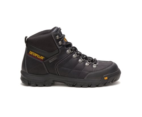 Black Caterpillar Threshold Waterproof Men's Work Boots | UVTXF-2853