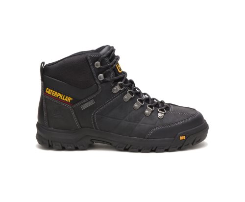 Black Caterpillar Threshold Waterproof Steel Toe Men's Work Boots | DUQSZ-9140