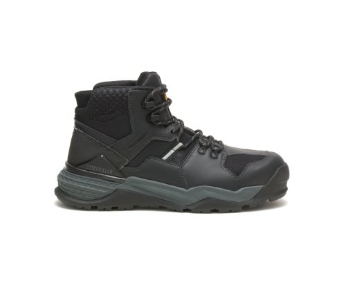 Black/Grey Caterpillar Provoke Mid Waterproof Alloy Toe Men's Work Boots | WXJMQ-9801