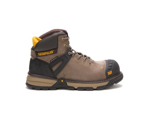 Brown/Black Caterpillar Excavator Superlite Waterproof Nano Toe Men's Work Boots | FVQMT-4385