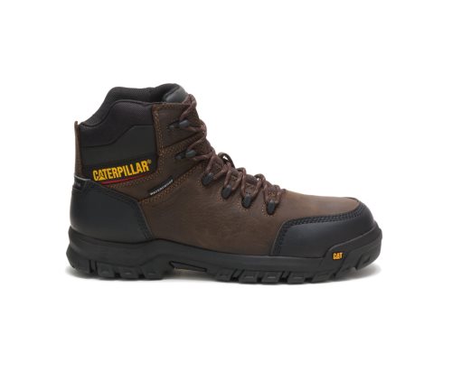 Brown Caterpillar Resorption Waterproof Composite Toe Men's Work Boots | UBNLV-8750