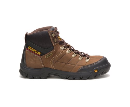 Brown Caterpillar Threshold Waterproof Men's Work Boots | IFGTQ-3814