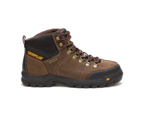 Brown Caterpillar Threshold Waterproof Steel Toe Men's Work Boots | AUKDH-5862