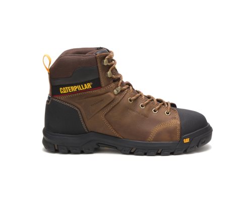 Brown Caterpillar Wellspring Waterproof Metatarsal Guard Steel Toe Men's Work Boots | HVXPK-8213