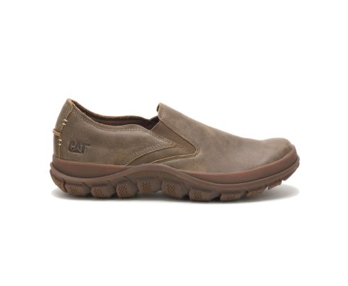 Brown Green Caterpillar Fused Slip On Men's Sneakers | UICAE-7048