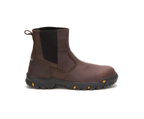 Brown/Red Caterpillar Wheelbase Steel Toe Men's Work Boots | GWNXU-4370