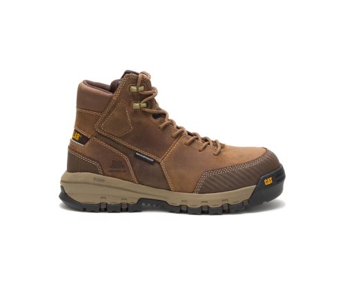 Dark Beige Caterpillar Device Waterproof Composite Toe Men's Work Boots | ABNWP-0279