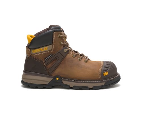 Dark Biege Caterpillar Excavator Superlite Waterproof Nano Toe Men's Work Boots | OVXSY-1027