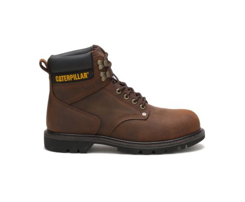 Dark Brown Caterpillar Second Shift Steel Toe Men's Work Boots | PVMNB-6275