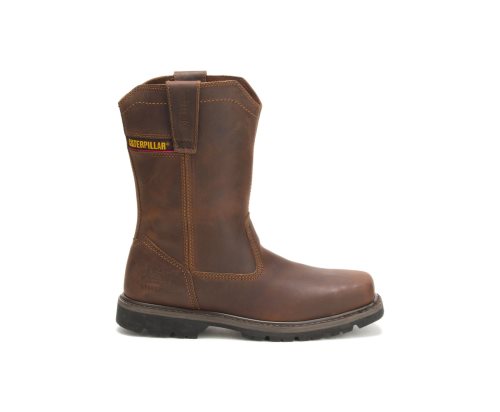 Dark Brown Caterpillar Wellston Pull On Steel Toe Men's Work Boots | VFZNY-4793