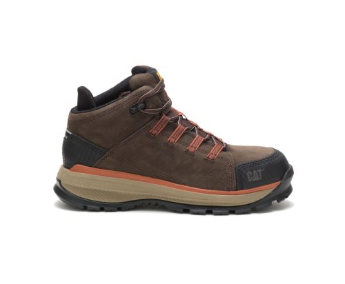 Dark Chocolate Caterpillar Utilize Waterproof Alloy Toe Men's Work Boots | XODHP-4780