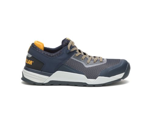 Navy/Yellow Caterpillar Bolt Alloy Toe Men's Sneakers | RAEUT-5861